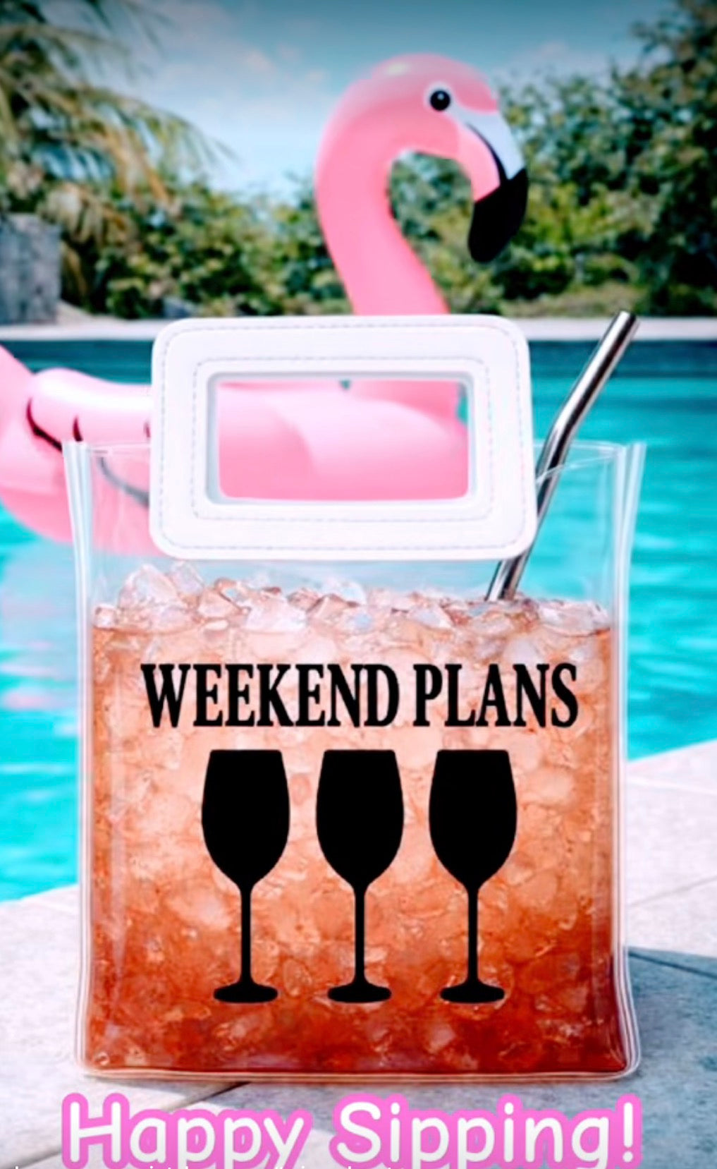 Reusable Wine Drink 💼🍷 Weekend Plans Design ☀️ Poolside & Beach Beverage 🍷 Tote