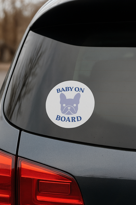 Frenchie Bulldog “Baby On Board” Car Sticker