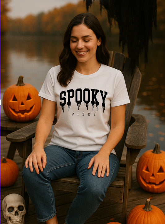 Spooky Vibes T-Shirt - Halloween Drip Lettering