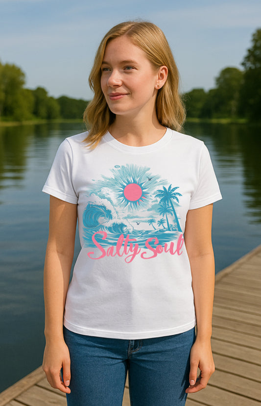 Salty Soul Summer Beach T-Shirt - Ocean Vibes Graphic Tee For The Beach Lover CLEARANCE LAST ONE!