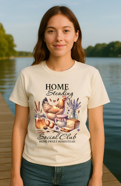 Homesteading Social Club T-Shirt Farm Life Country Graphic Tee CLEARANCE LAST ONE