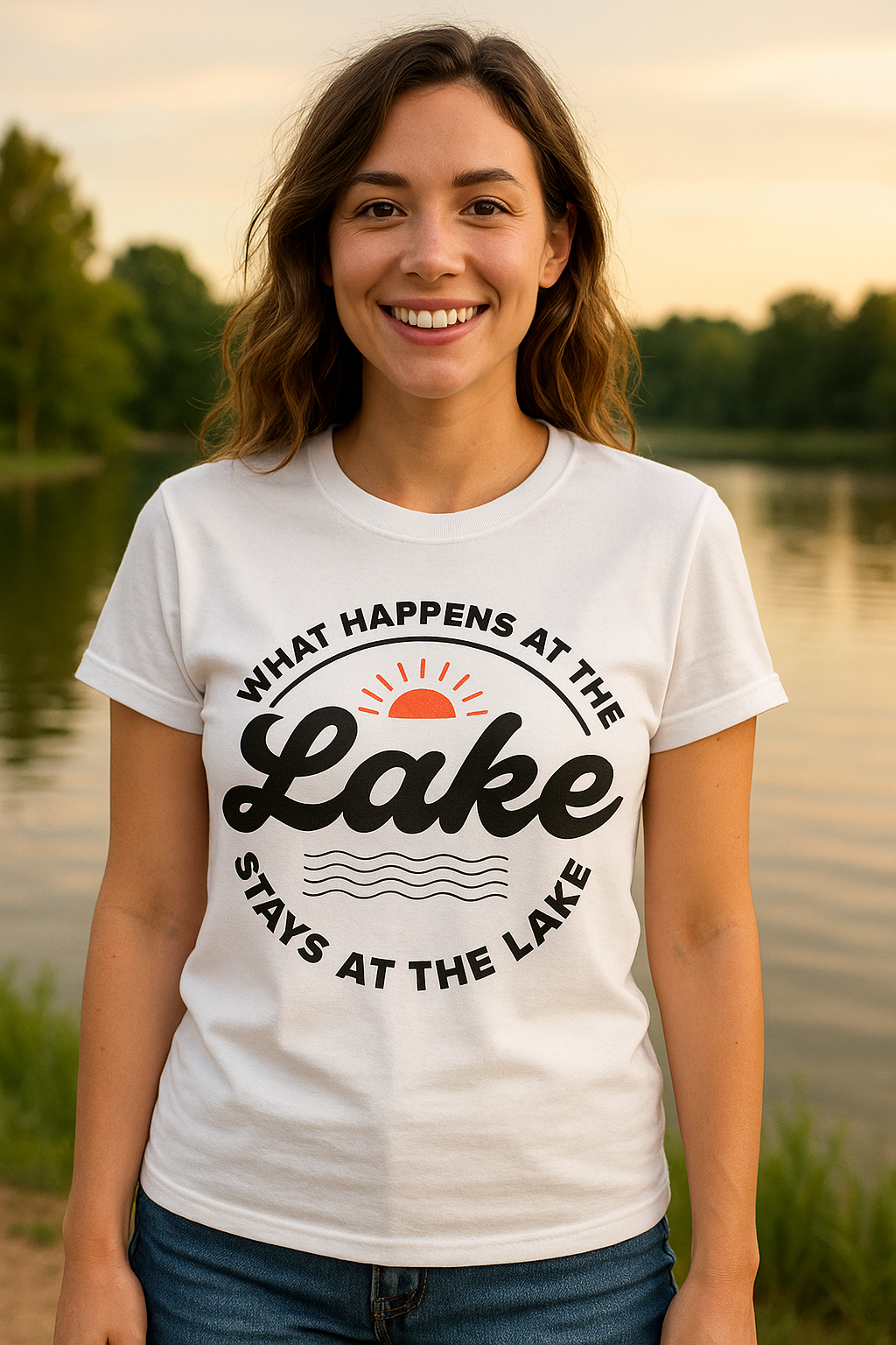 What Happens At The Lake Stays At the Lake - Funny Graphic T-Shirt Unisex For Both Men and Women