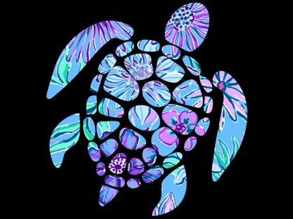 Floral Sea Turtle T-shirt - Tropical Ocean Vibes Summer Tee Clearance Last One