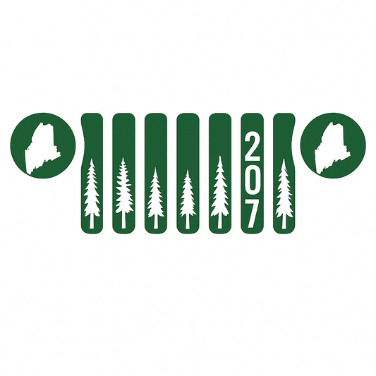 207 Maine Jeep Grill Sticker - Pine Tree State Vinyl Decal