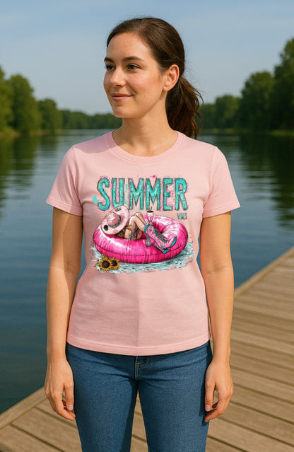 Summer Vibes Western Floaty T-Shirt For Those Lake Days & Poolside Chill CLEARANCE LAST ONE