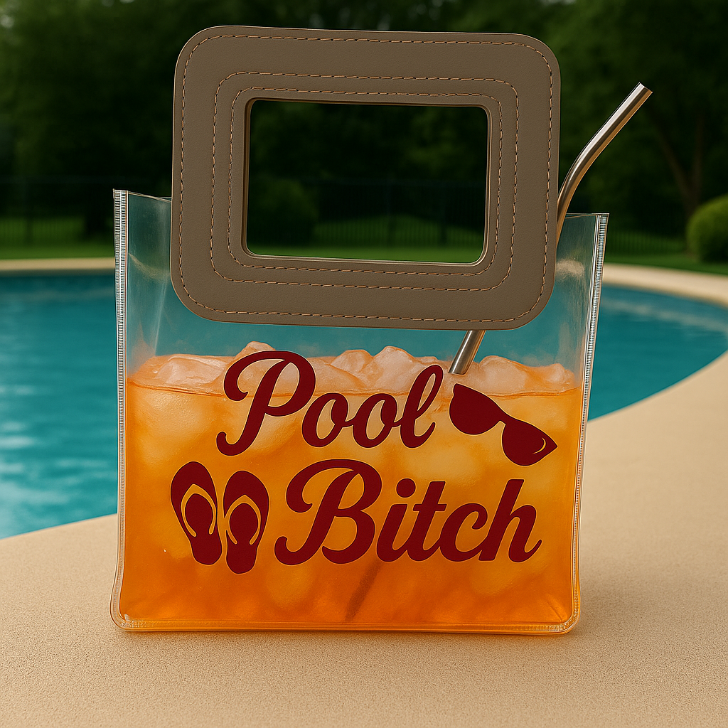 Pool B*tch Booze Bag - Funny Reusable Adult Drink Purse for Pool Parties, Summer Cocktails, Girls Trips & Beach Days
