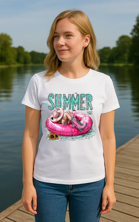 Summer Vibes Western Floaty T-Shirt For Those Lake Days & Poolside Chill CLEARANCE LAST ONE