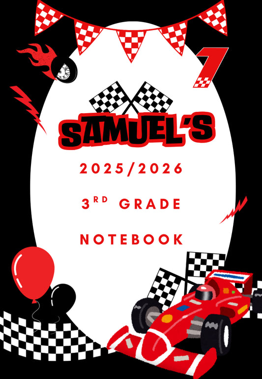 Custom Made Boys Racing Car - Composition Notebook
