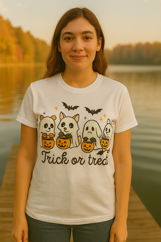 Trick or Treat Animal Ghost T-Shirt - Cute Fall T-shirt for both Men and Women